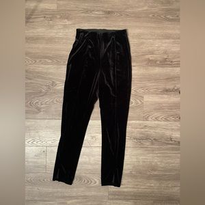 Asps petite black velvet pants with split hem detail